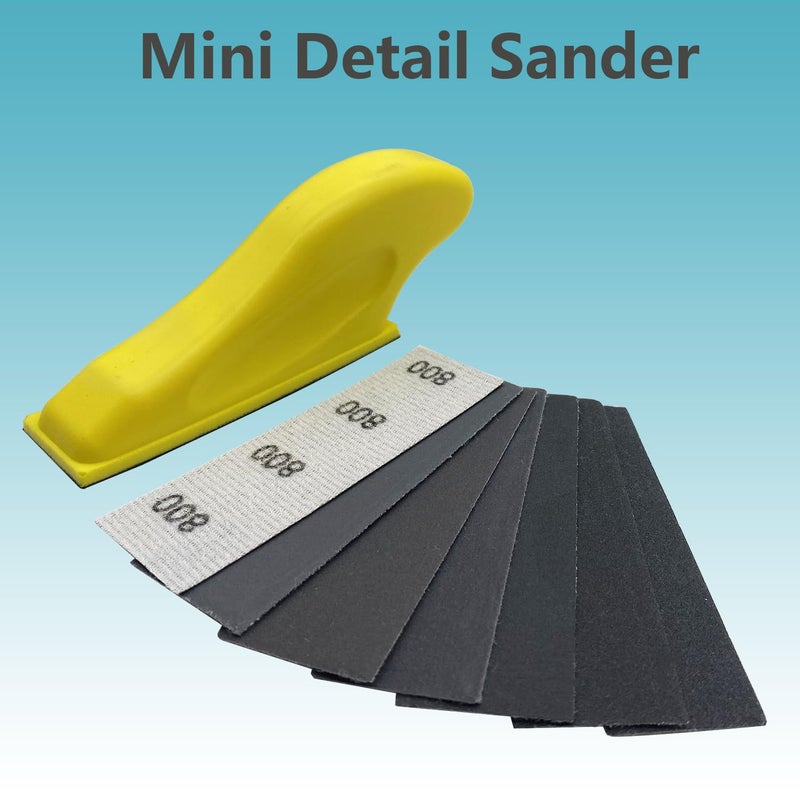 AutKerige Micro Detail Sander Paper Kit 90 PCS Wet Dry Sandpaper (Grit 320 to 5000),3.5   x 1   Hand Sanding Block with Hook and Loop Sanding Strips for Craft, Wood and Small Space Sanding Works - Image 3